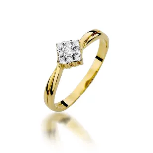 Złoty Pierścionek 585 z diamentem brylant 0,09ct