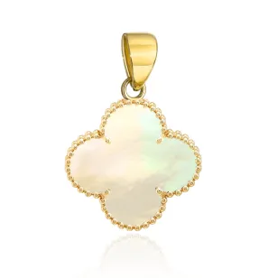 ⭐ Zawieszka złota koniczynka z masą perłową 12mm ♥ Ergold