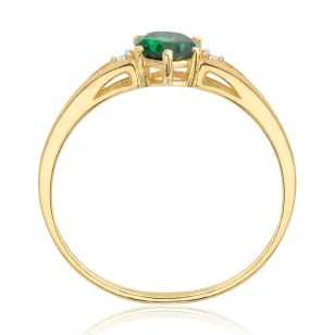 Gold Ring Zirconie Nur ein Smaragd | ergold