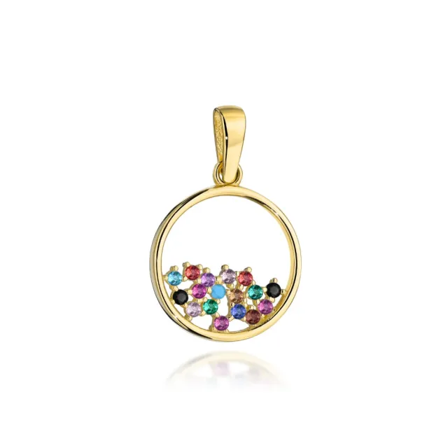 ⭐ Zawieszka złota ring z kolorowymi kamieniami ♥ Ergold