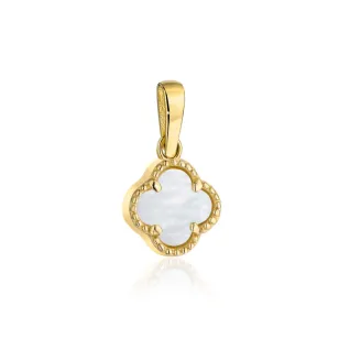 ⭐ Zawieszka złota koniczynka z masą perłową 8 mm ♥ Ergold