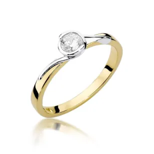 Złoty Pierścionek 585 z diamentem brylant 0,25ct