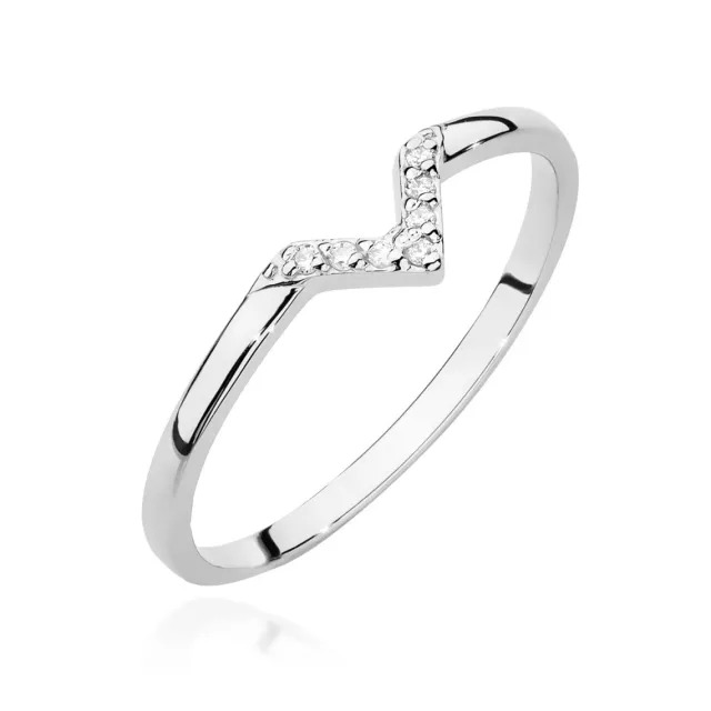 Złoty Pierścionek 585 Białe Złoto z diamentami 0,04ct
