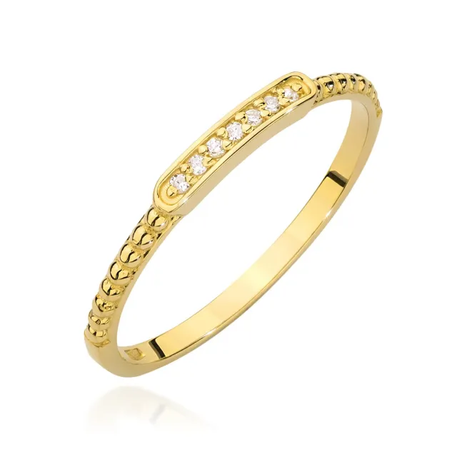 Złoty Pierścionek 585 z diamentami 0,04ct
