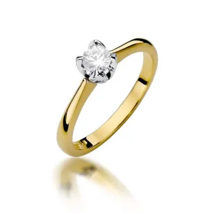 Złoty Pierścionek 585 z diamentem brylant 0,30ct