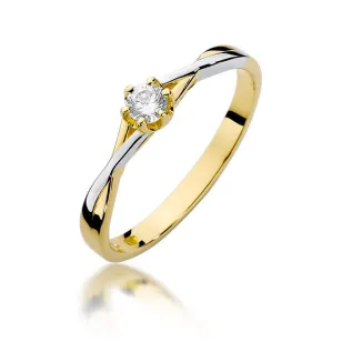 Złoty Pierścionek 585 z diamentem brylant 0,12ct