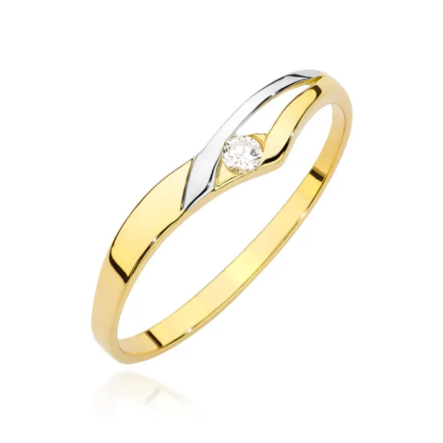 Złoty Pierścionek 585 Brylant 0,04ct certyfikat