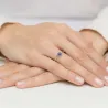 Złoty Pierścionek 585 Brylant Szafir 0,30ct