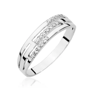 Złoty Pierścionek 585 Białe Złoto Z Diamentami 0,15ct certyfikat