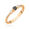 Złoty Pierścionek 585 Różowe Złoto Z Czarnym Brylantem 0,12ct