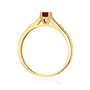 Złoty Pierścionek 585 Z Rubinem Diamenty 0,30ct