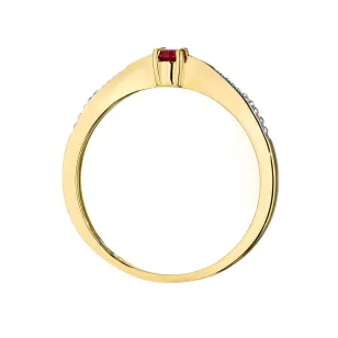 Złoty Pierścionek 585 Z Rubinem Diamenty 0,15ct Certyfikat