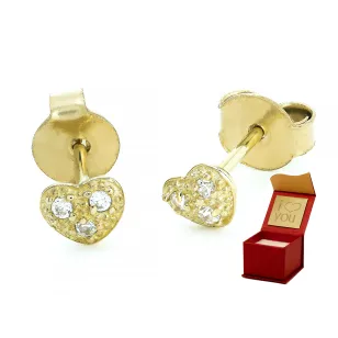 Niedliche goldene Ohrringe Zirkonie KLEINE HERZEN Probe 585 K3.2343P | ergold