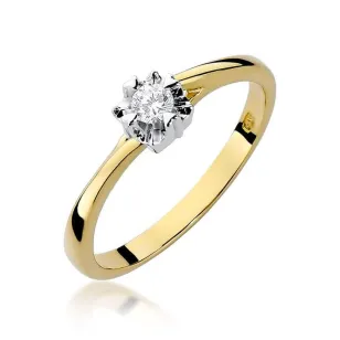 Złoty Pierścionek 585 z diamentem brylant 0,10ct