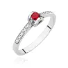 Złoty Pierścionek 585 Białe Złoto Rubin Diamenty 0,15ct Certyfikat