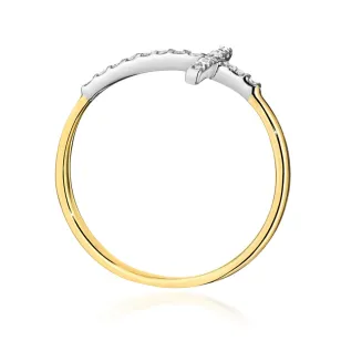 Złoty Pierścionek 585 Krzyż Brylant Diamenty 0,09ct