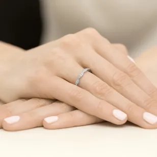 Złoty Pierścionek 585 Białe Złoto Brylant Diamenty 0,13ct Certyfikat