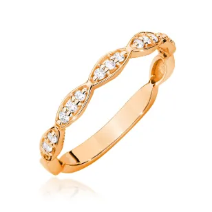 Złoty Pierścionek 585 Różowe Złoto Brylant Diamenty 0,13ct Certyfikat