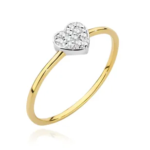 Złoty Pierścionek 585 Serce Diamenty 0,10ct Certyfikat