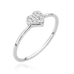 Złoty Pierścionek 585 Białe Złoto Serce Diamenty 0,10ct Certyfikat