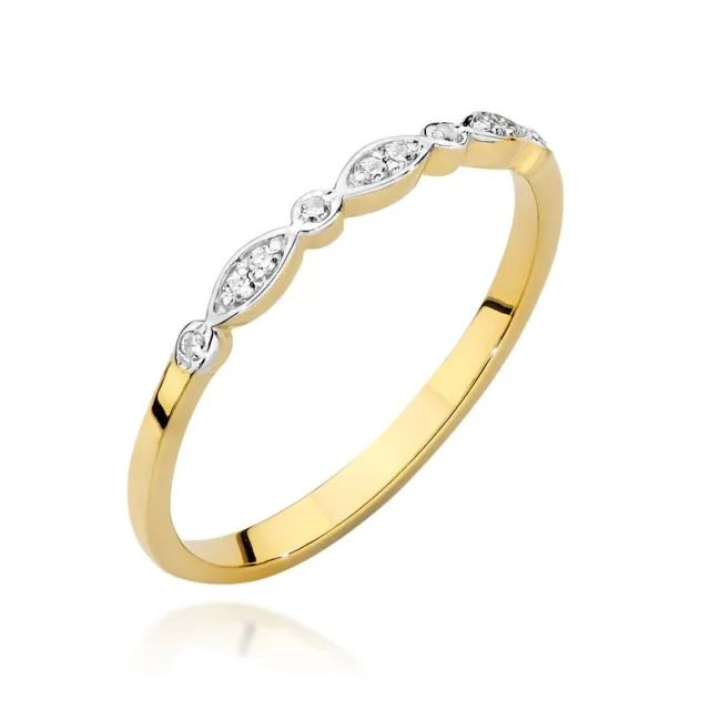Złoty Pierścionek 585 Brylant Diamenty 0,05ct