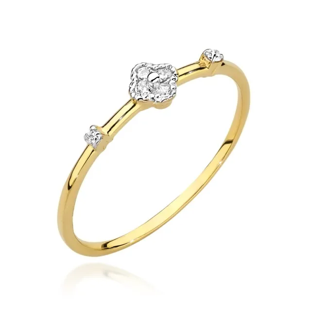 Złoty Pierścionek 585 Brylanty Diamenty 0,06ct Certyfikat