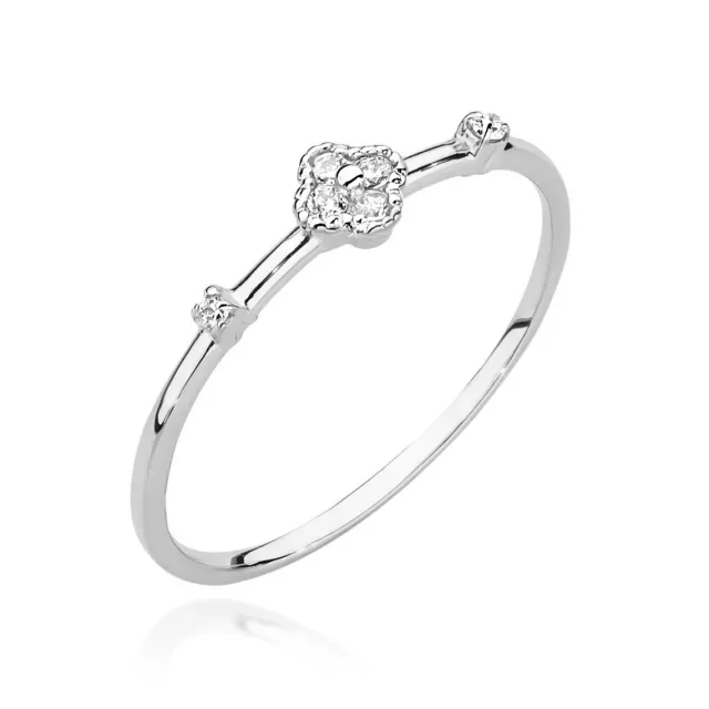 Złoty Pierścionek 585 Białe Złoto Brylanty Diamenty 0,06ct Certyfikat