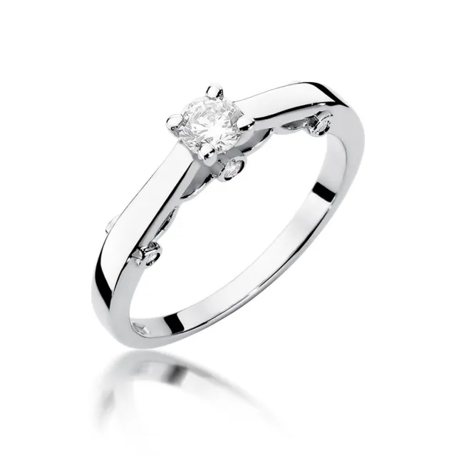 Pierścionek 585 białe złoto brylant 0,28ct