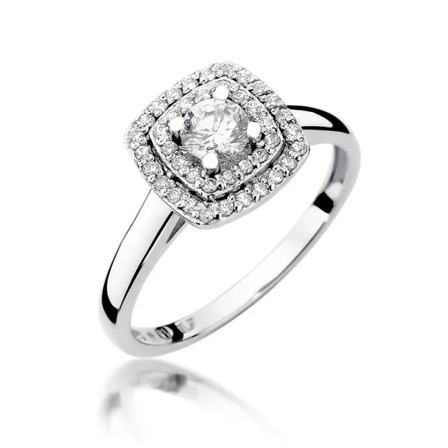 Pierścionek złoty 585 białe złoto brylant diamenty 0,50ct
