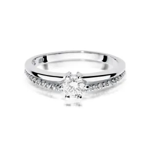 Złoty pierścionek 585 białe złoto brylant diamenty 0,40ct