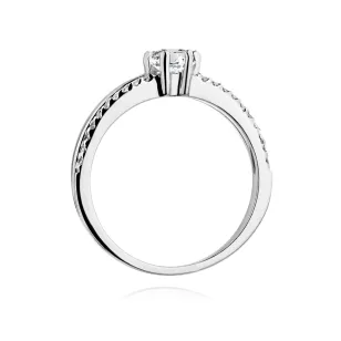 Złoty pierścionek 585 białe złoto brylant diamenty 0,40ct