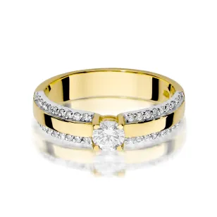 Złoty pierścionek z diamentami i brylant 0,45ct