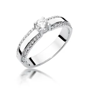 Pierścionek 585 białe złoto diamenty brylant 0,45ct