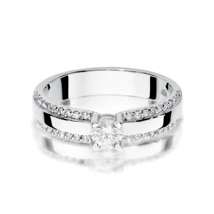 Pierścionek 585 białe złoto diamenty brylant 0,45ct