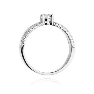 Pierścionek 585 białe złoto diamenty brylant 0,45ct