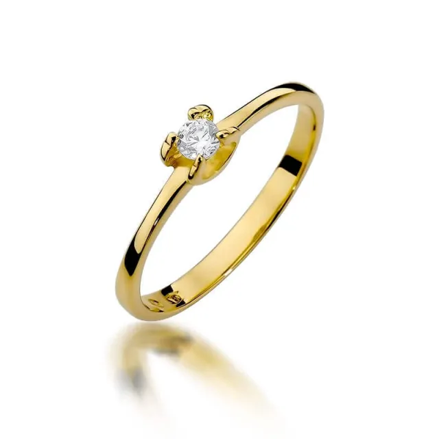 Złoty Pierścionek 585 z diamentem brylant 0,09ct