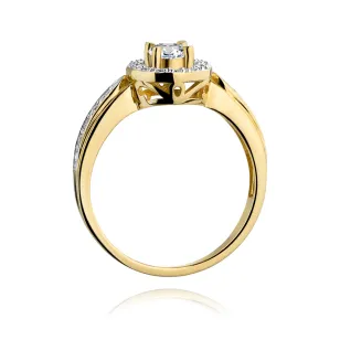 Złoty pierścionek 585 brylant diamenty 0,51ct