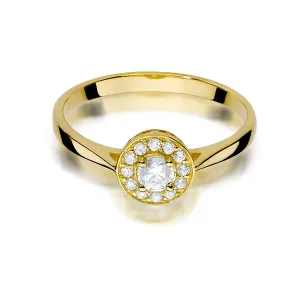 Złoty Pierścionek 585 Diamenty Brylant 0,25ct