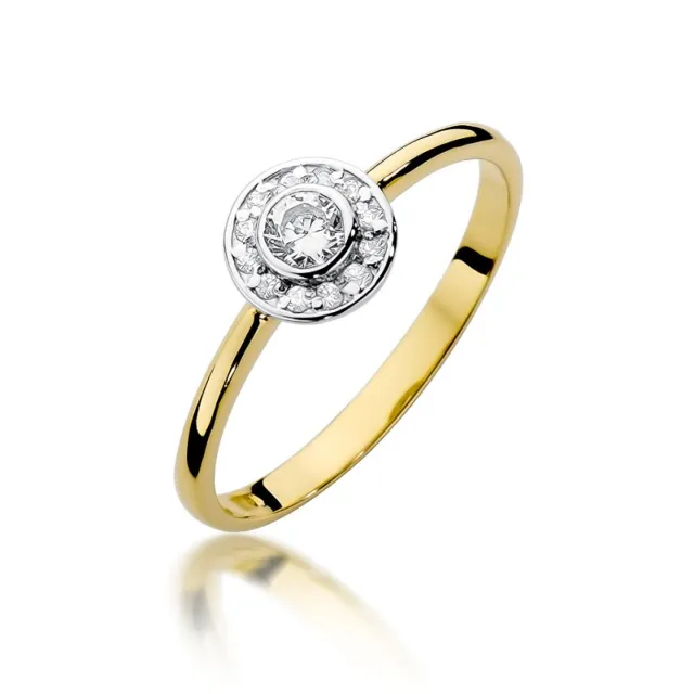 Złoty Pierścionek 585 Brylanty 0,21ct