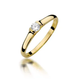 Złoty Pierścionek 585 z diamentem brylant 0,15ct