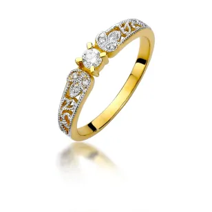 Złoty Pierścionek 585 Brylanty 0,13ct
