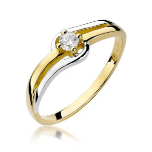 Złoty Pierścionek 585 z diamentem brylant 0,10ct