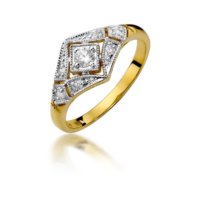 Złoty Pierścionek 585 Brylanty 0,19ct