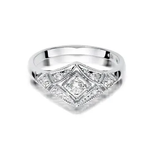 Pierścionek złoty 585 diamenty białe złoto 0,19ct