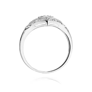 Pierścionek złoty 585 diamenty białe złoto 0,19ct