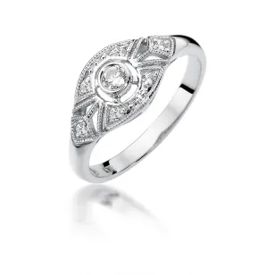 Pierścionek złoty 585 diamenty białe złoto 0,19ct