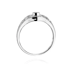 Pierścionek złoty 585 diamenty białe złoto 0,19ct