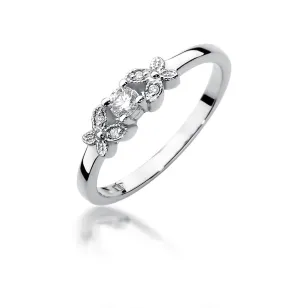 Pierścionek z diamentem białe złoto 0,12ct certyfikat