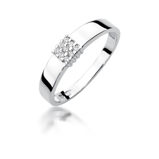 Pierścionek obrączka z diamentami białe złoto 0,08ct