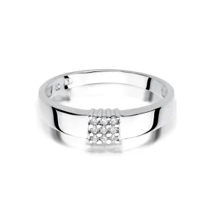 Pierścionek obrączka z diamentami białe złoto 0,08ct